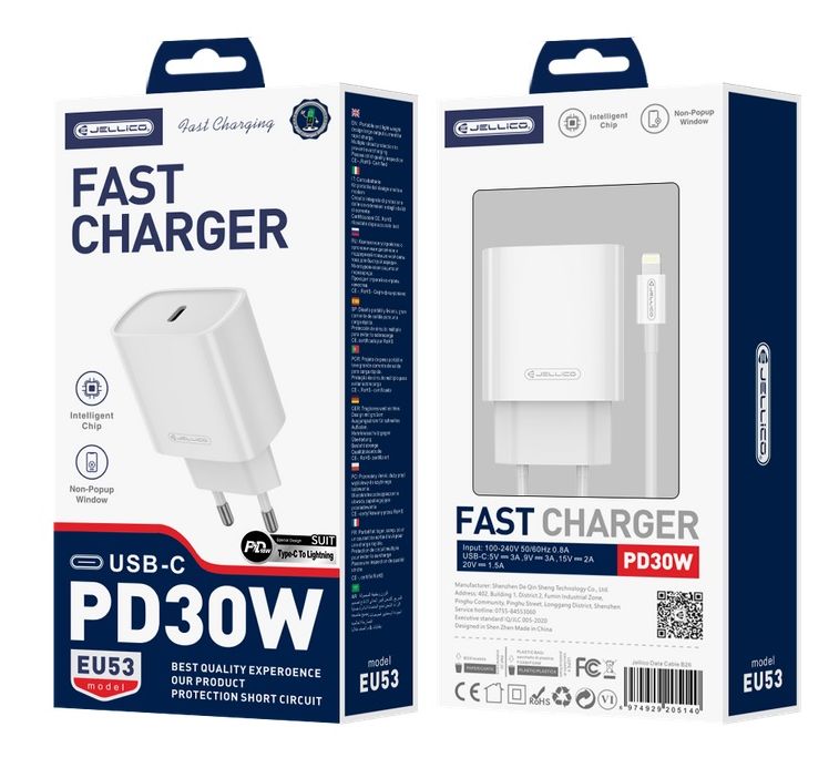 Szybka Ładowarka z Kablem USB-C USB typ C PD 30W QC Quick Charge + Kabel