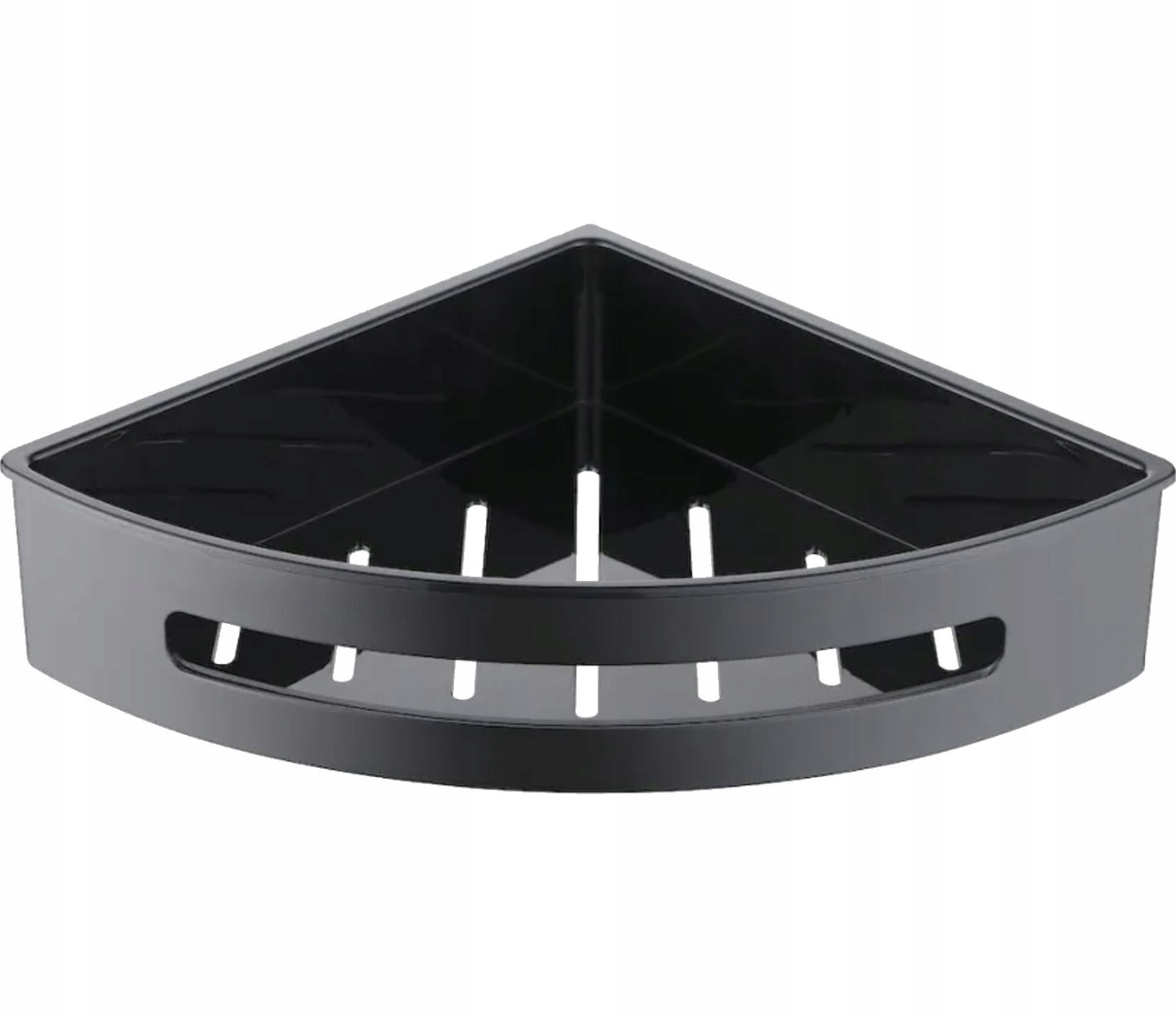 Závěsná koupelnová polička rohová černá s košíkem