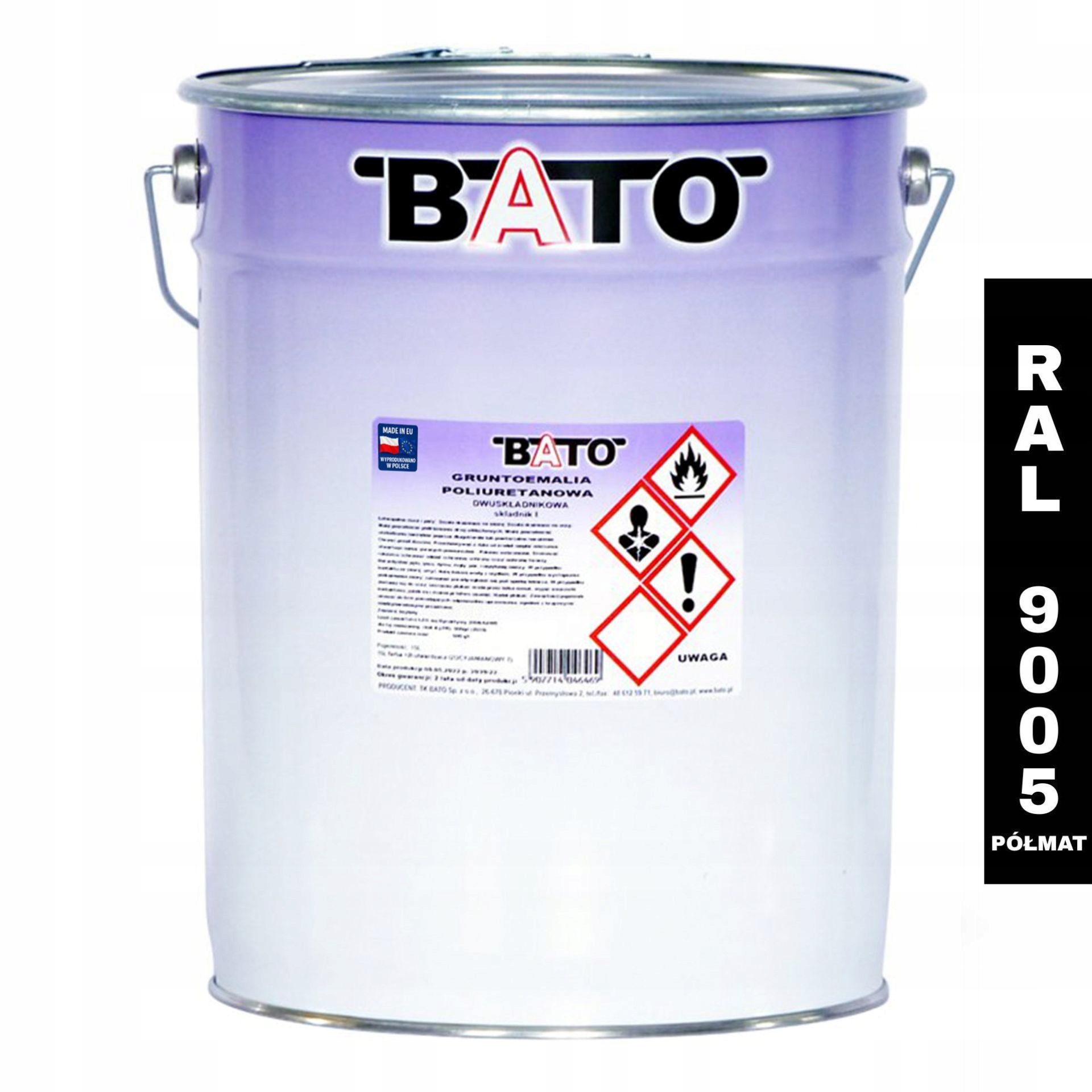 Základní Nátěr Polyuretanová Dvousložková Černá Polomatná Ral 9005 12,5L Bato