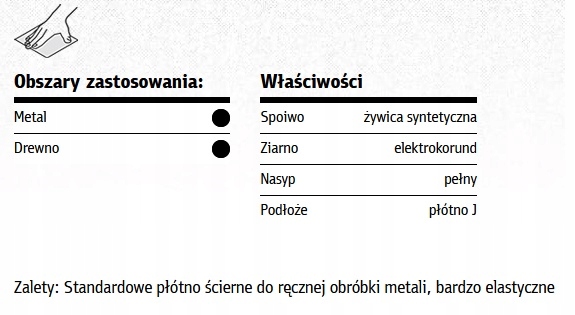 Papier ścierny płótno gradacja 180 KLINGSPOR Marka Klingspor