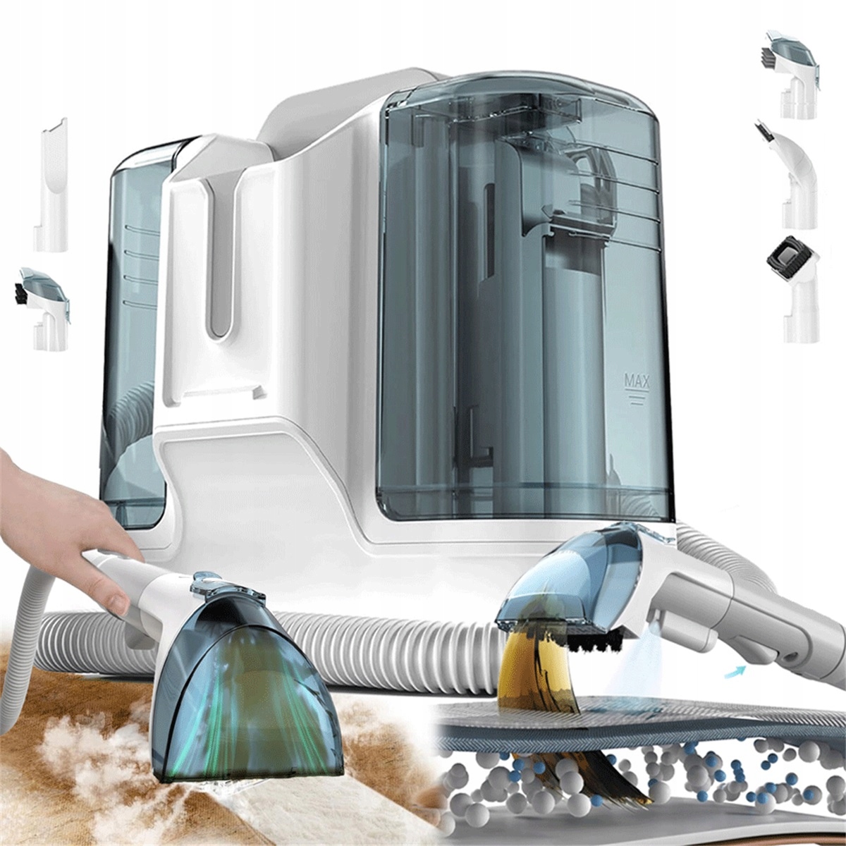 Maszyna Do Prania Tapicerki 450W Z 6 Końcówkami Czyszczącymi