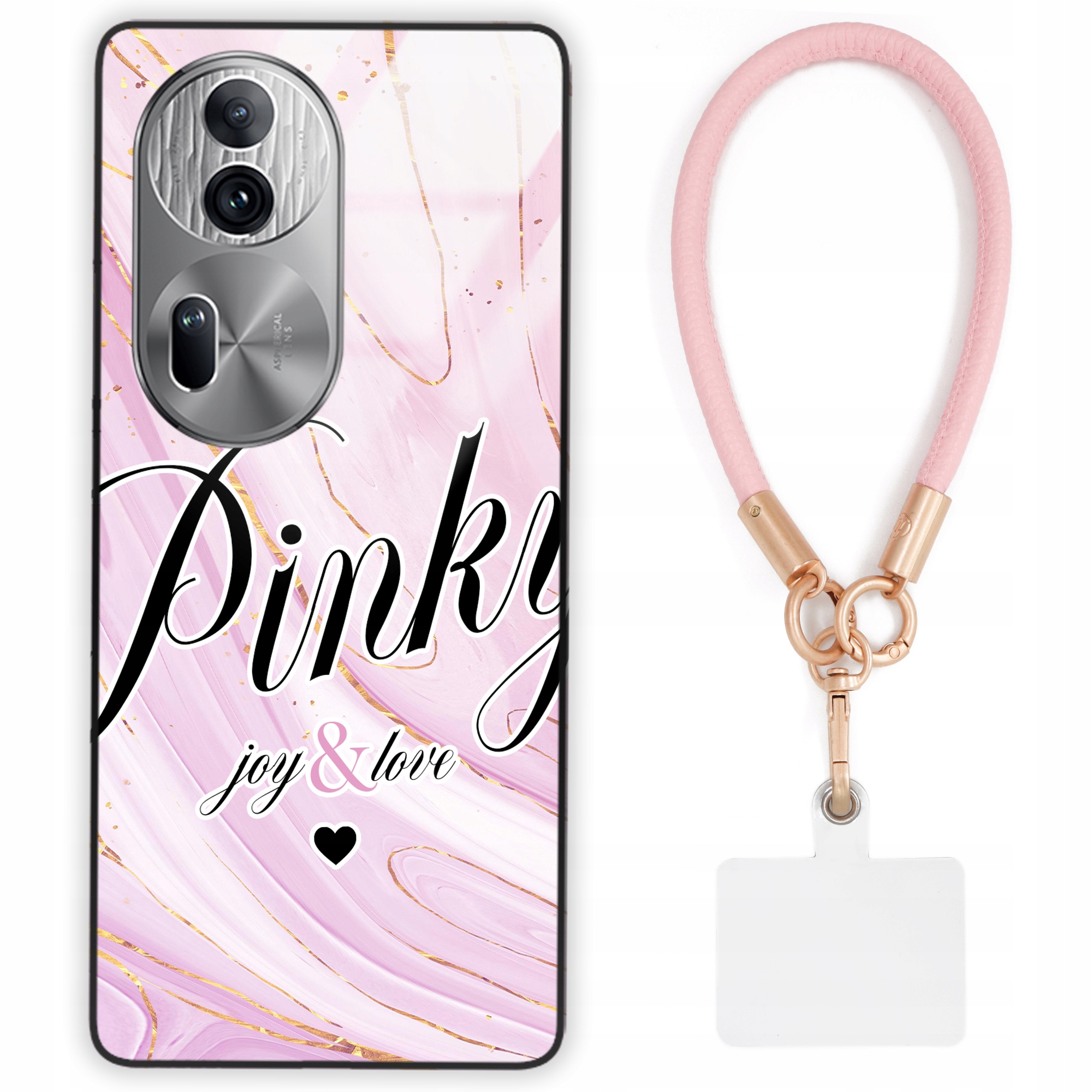 Pouzdro Pro Oppo Reno 11 Pro 5G Case Lesklé Vodítko Růžová Kůže Mramorové Vzory