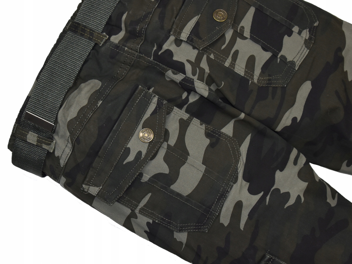 PERFECT Nowe Spodnie BOJÓWKI Ocieplane Moro - 158 Wiek dziecka 13 lat +