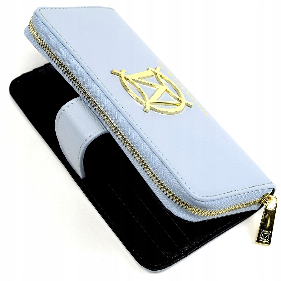 PORTFEL DAMSKI 2 KOMORY SKÓRA BŁĘKITNY LUX 813D Marka inna