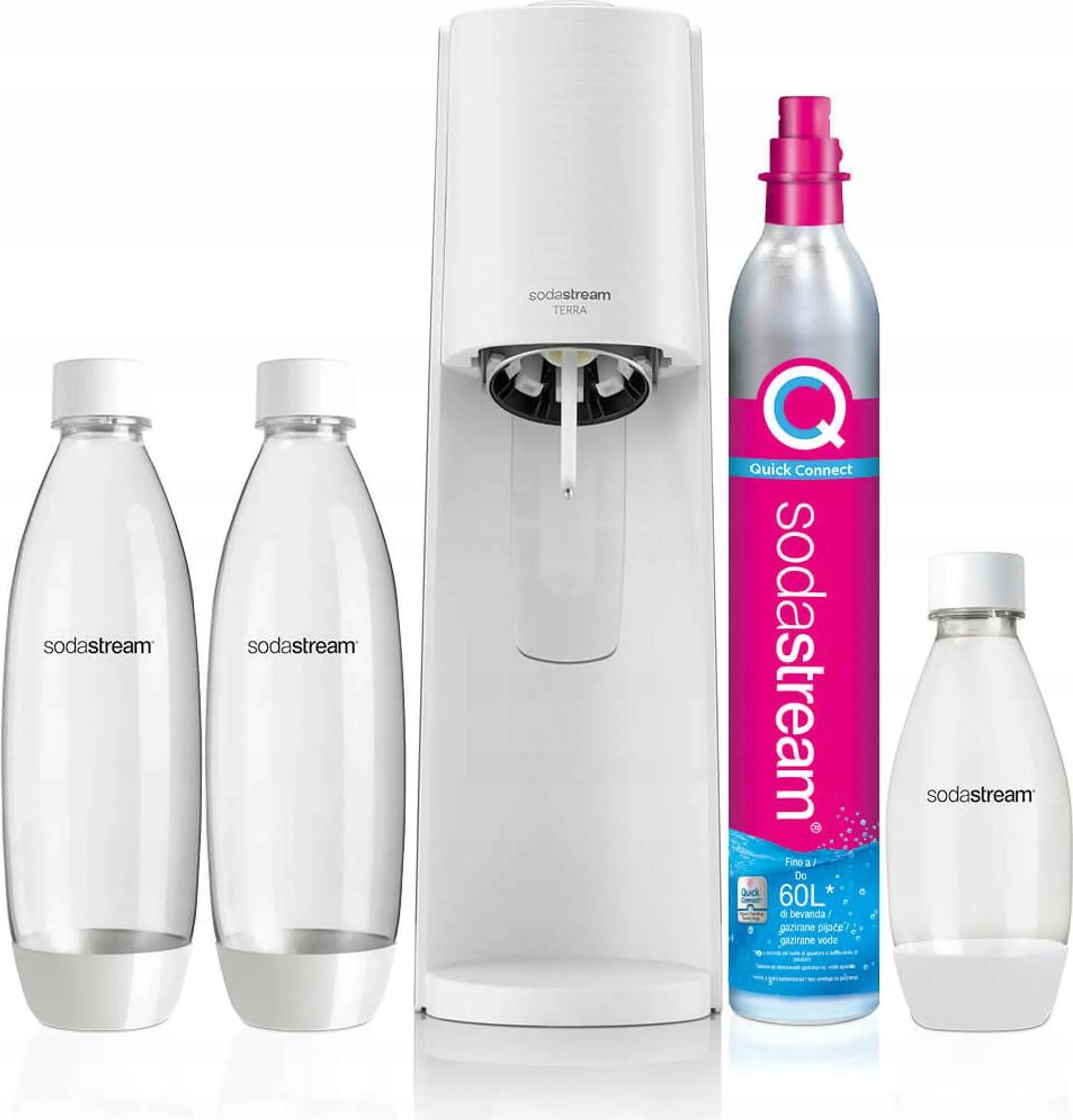 SodaStream Terra saturator zestaw 2 butelki 1 l butelka 0.5 l butla CO2