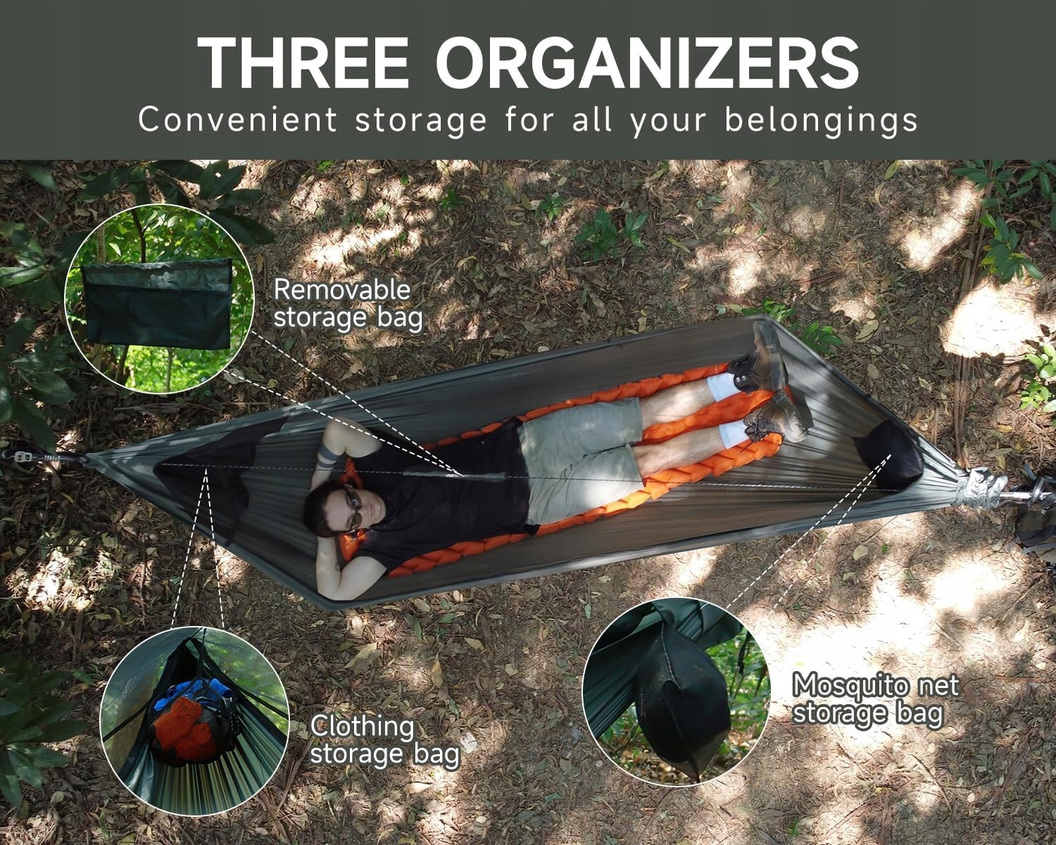 TRAVEL BIRD NomadNest 11ft Lekka Hamak Campingowy z Moskitierą i Liną — miniatura 7