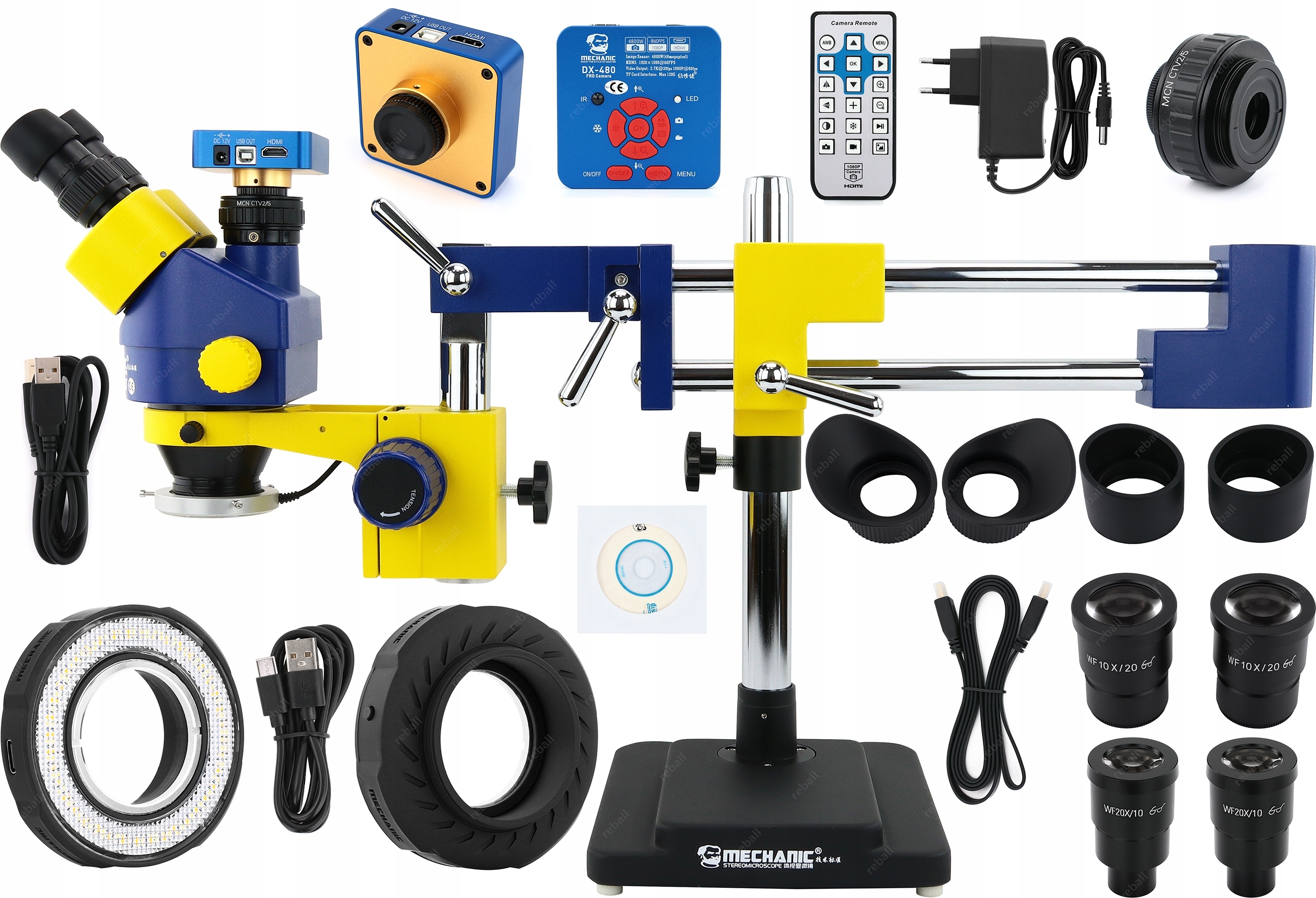 Stereoskopický Mikroskop Trinokular Mechanic MC75T-L2 90x Kam 2.7K Podś Led