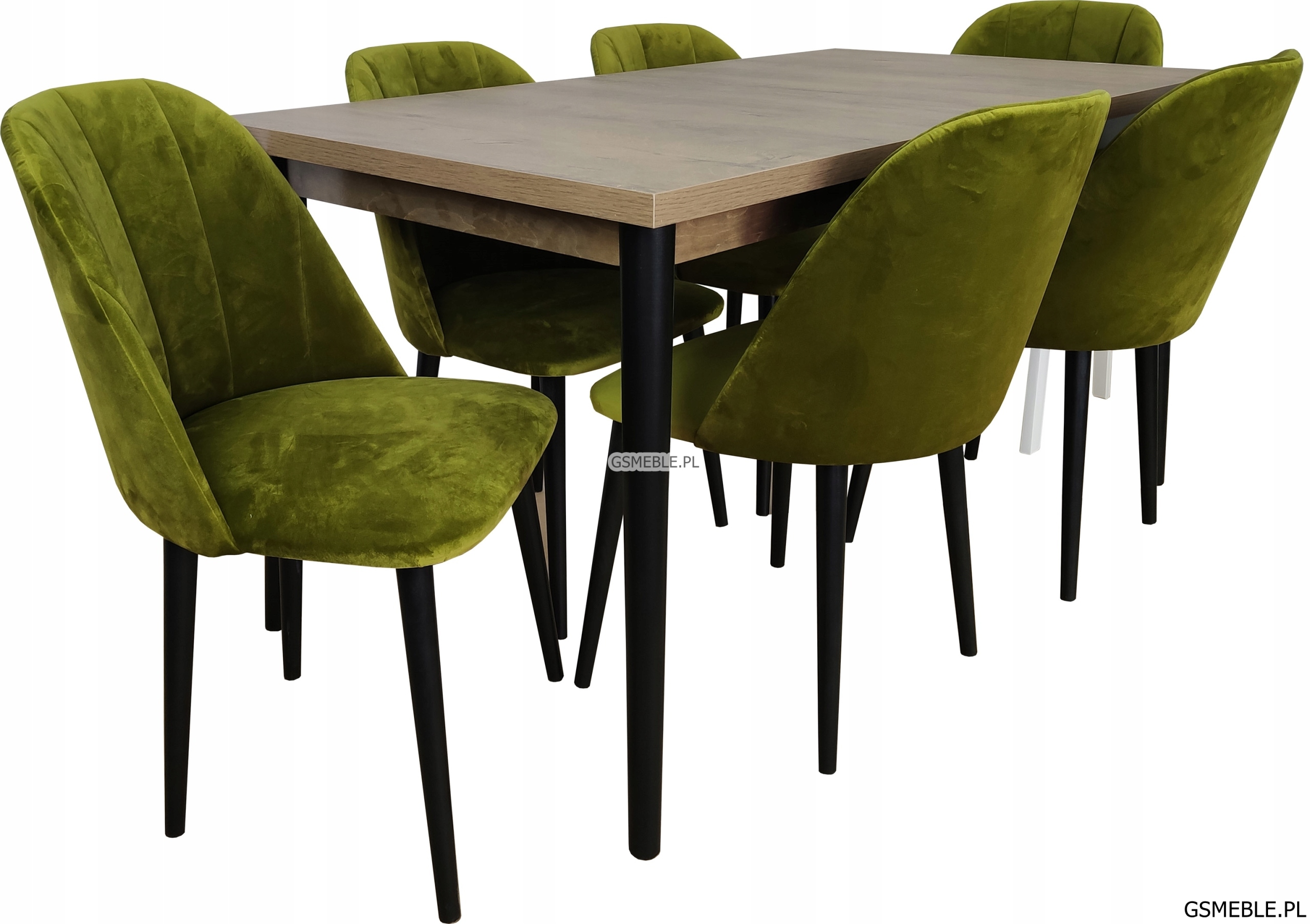 stół 150x80+40 i 6 krzeseł Porto styl skandynawski