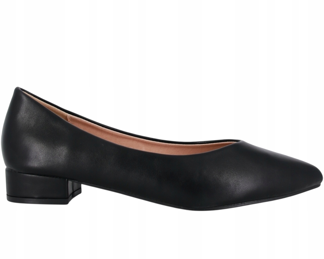 Lodičky Na Podpatku 2,5 CM Eko Kůže Černé Pohodlné Dámské Polobotky 44