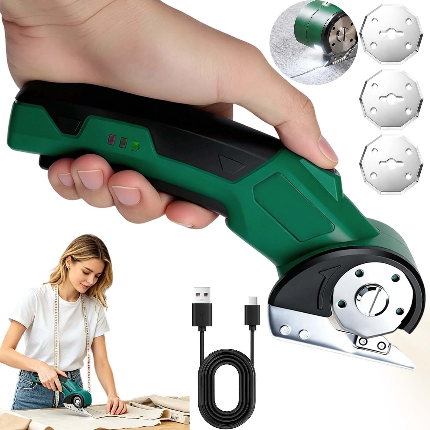 Akumulátorové Univerzální Elektrické Nůžky Na Textil, Karton, Kůže S Usb