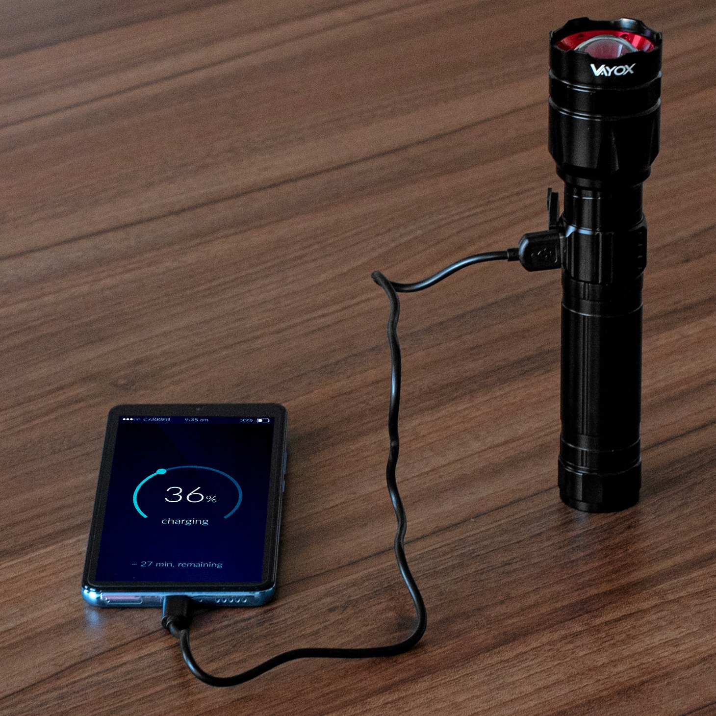 LATARKA LED TAKTYCZNA ZOOM USB-C PRO POWER VAYOX Długość 18.2 cm