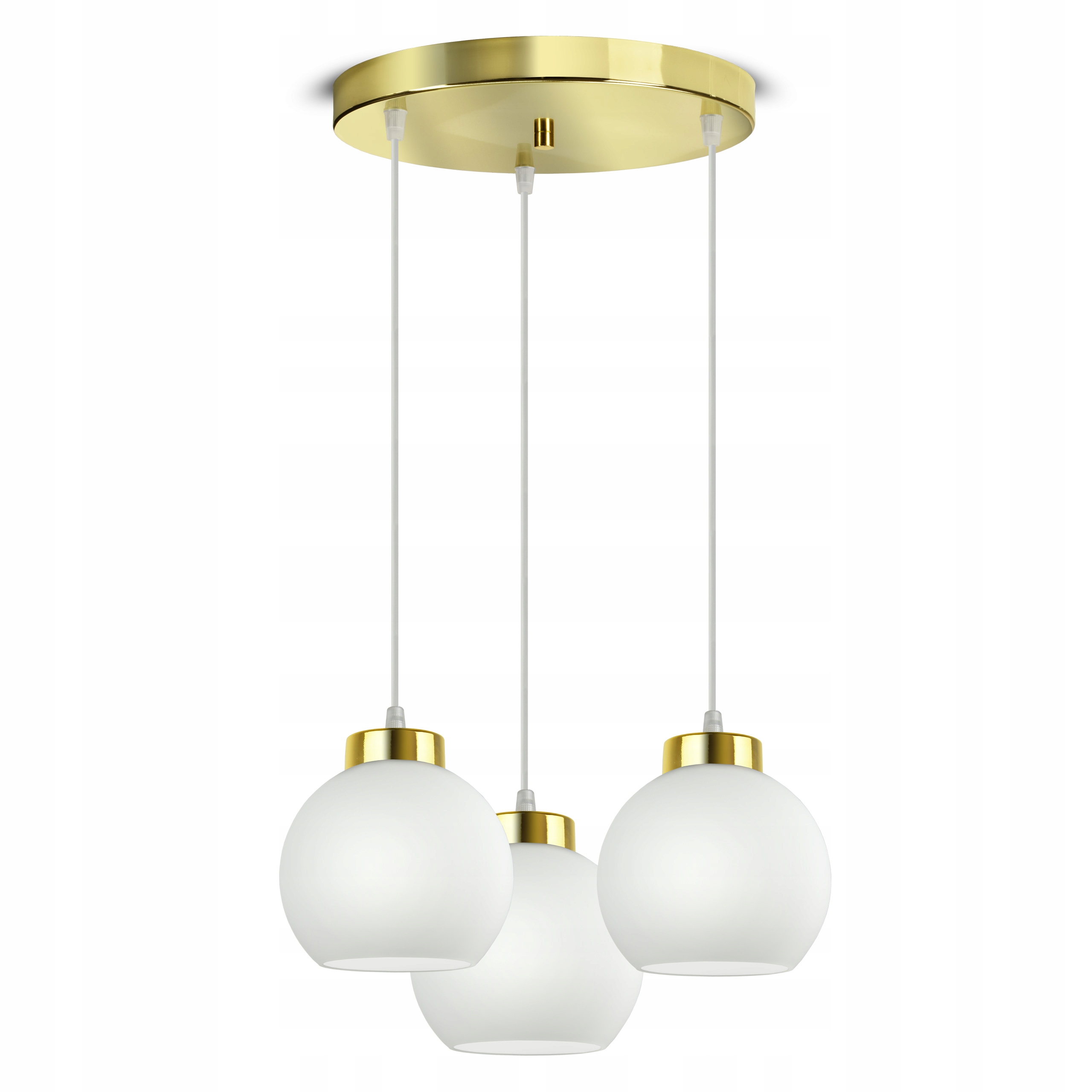 Závěsná stropní lampa Lustr Zlatá Skleněná Bílá Kule Glass EZ3 Led E27