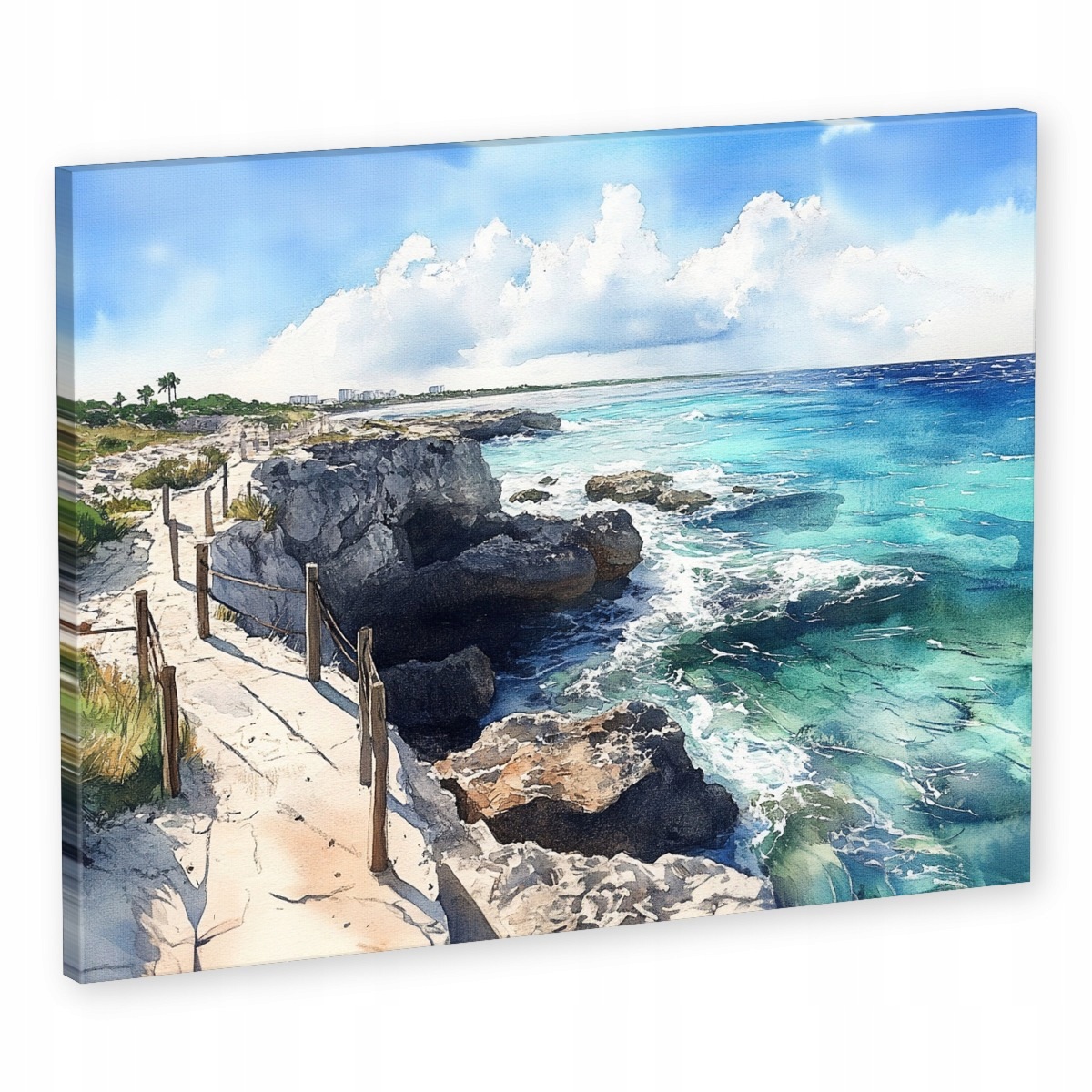 Obraz Na Plátně Canvas Krajina Turkus Oceán Pláž Skály Útes Grota 80x60