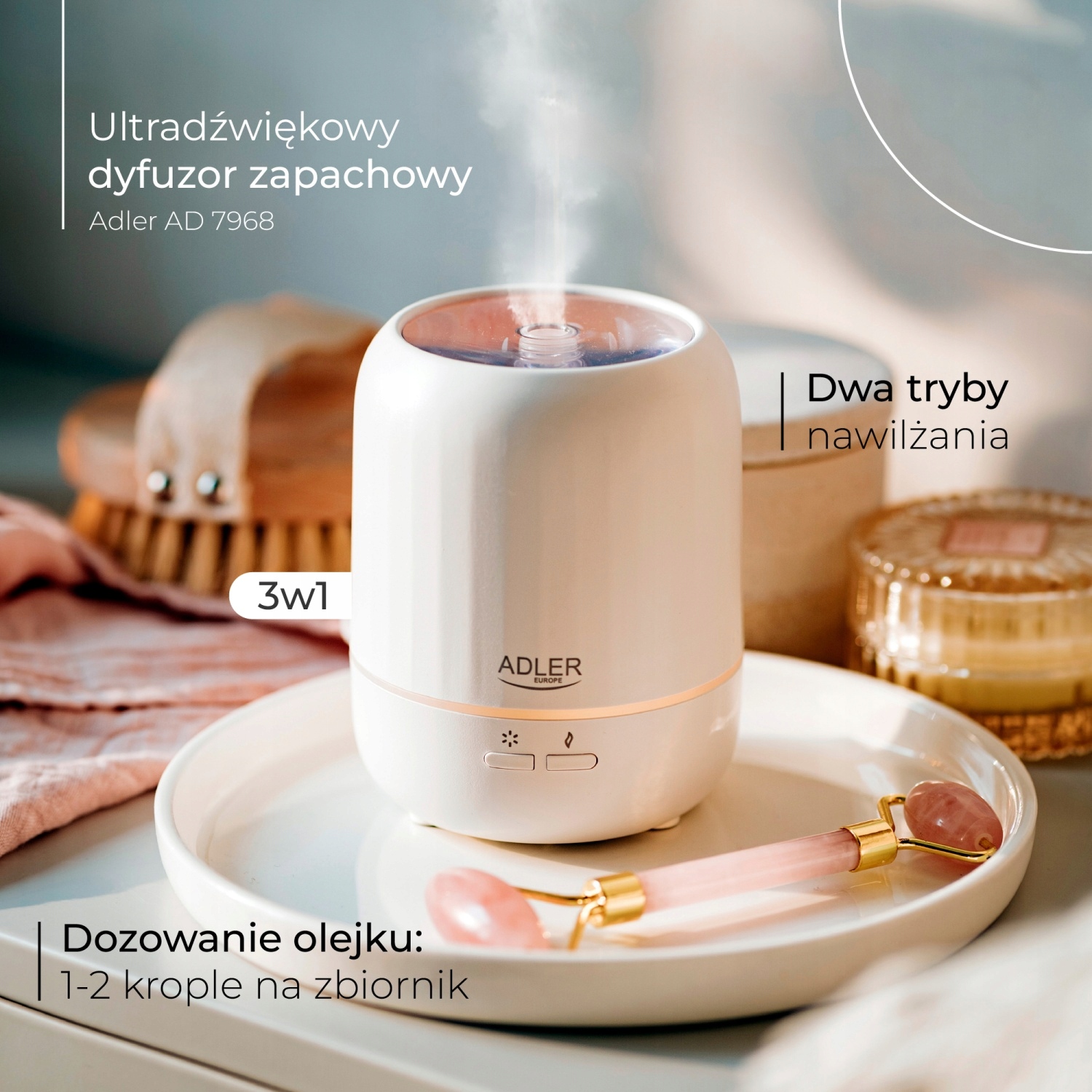 Ultradźwiękowy Dyfuzor Zapachowy USB 3w1 Adler AD 7968