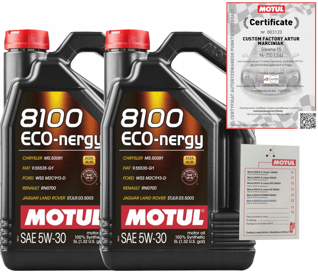 MOTUL 8100 ECO-NERGY 5W30 A5/B5 10L FORD WSS-M2C913-D + ZAWIESZKA