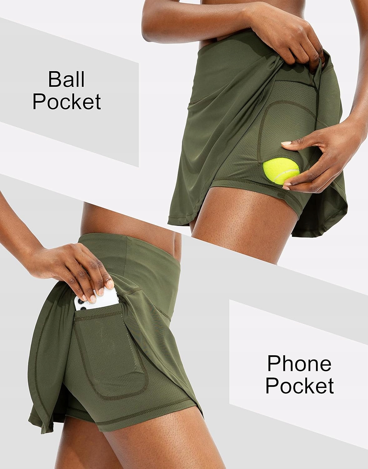 PLISOWANA SPÓDNICA TENISOWA DLA KOBIET Z 4 KIESZENIAMI Z WYSOKIM STANEM Materiał dominujący mikrofibra