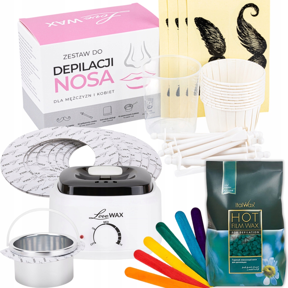 Sada na depilaci nosu ohřívač kroužky špachtle Vosk