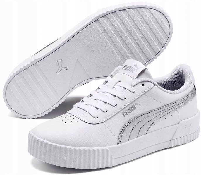 Dámské boty Puma Carina L vel. 37 Pohodlné Bílé Tenisky Stříbrné