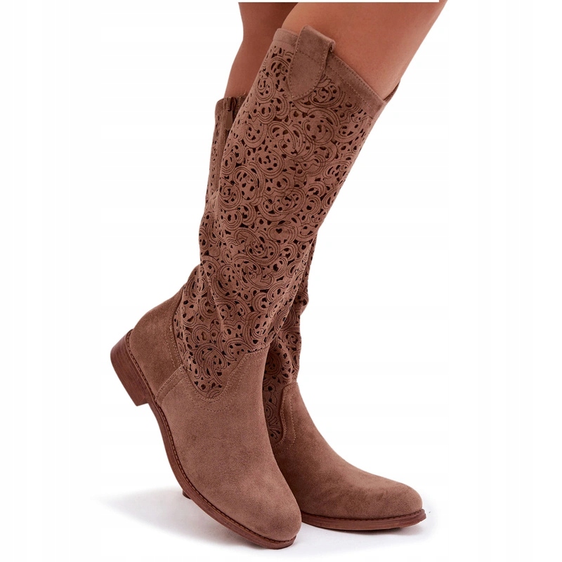 Dámské Kozačky S Plochým Podpatkem A Plochým Zipem S.barski HY61-8023 Hnědé 40