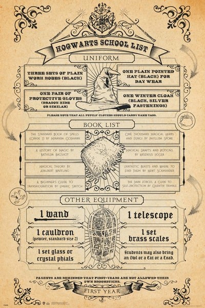 Harry Potter Hogwart Szkolna Lista plakat