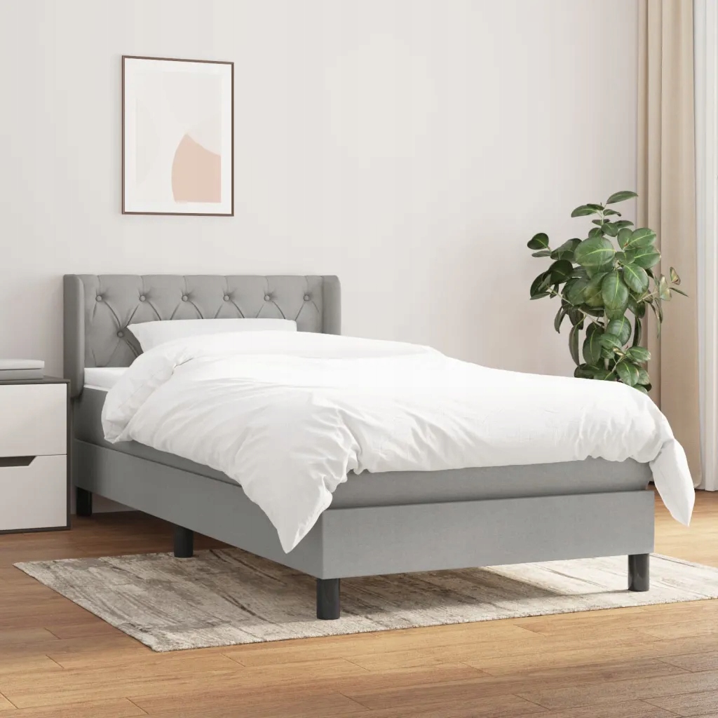 Box spring postel s matrací světle šedá 80 x 200 cm textil Šedá 3129905