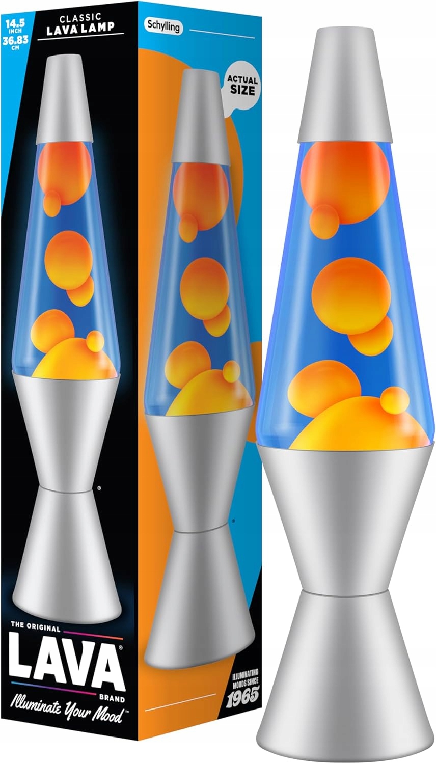 Lampa Lava 37 cm Oranžovo-modrá strieborná retro základňa Nočná Lampa