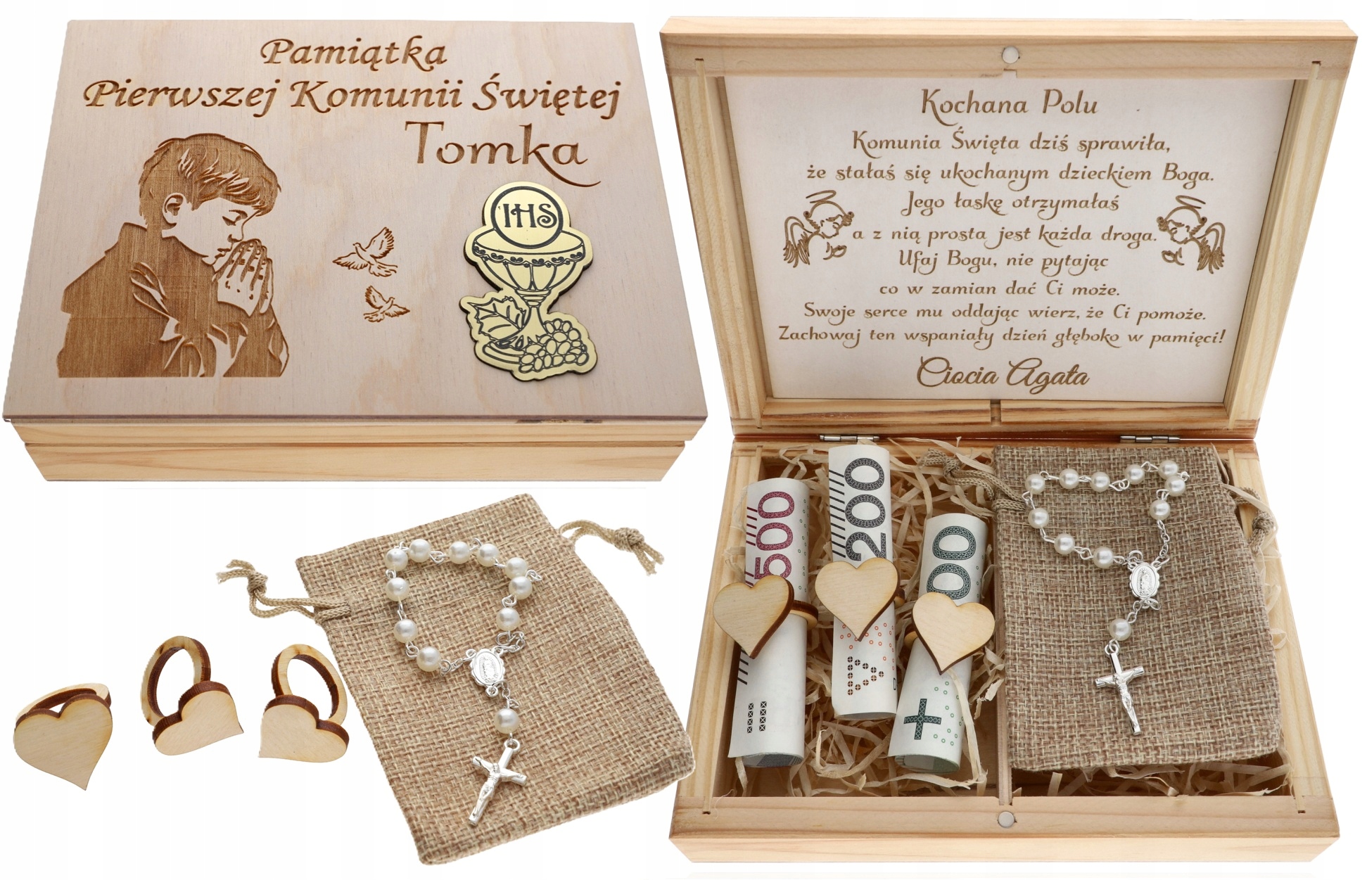 PAMIĄTKA PIERWSZEJ KOMUNII ŚWIĘTEJ DLA CHŁOPCA PUDEŁKO NA PIENIĄDZE