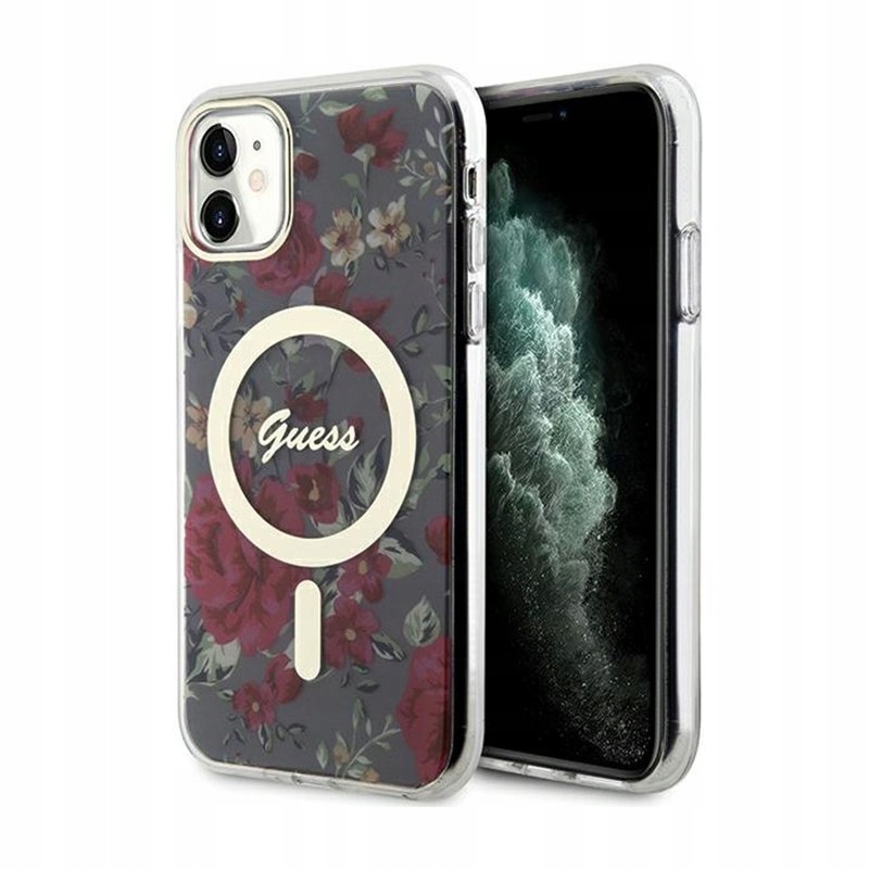 Guess Flower MagSafe Etui iPhone 11 (Zielony)