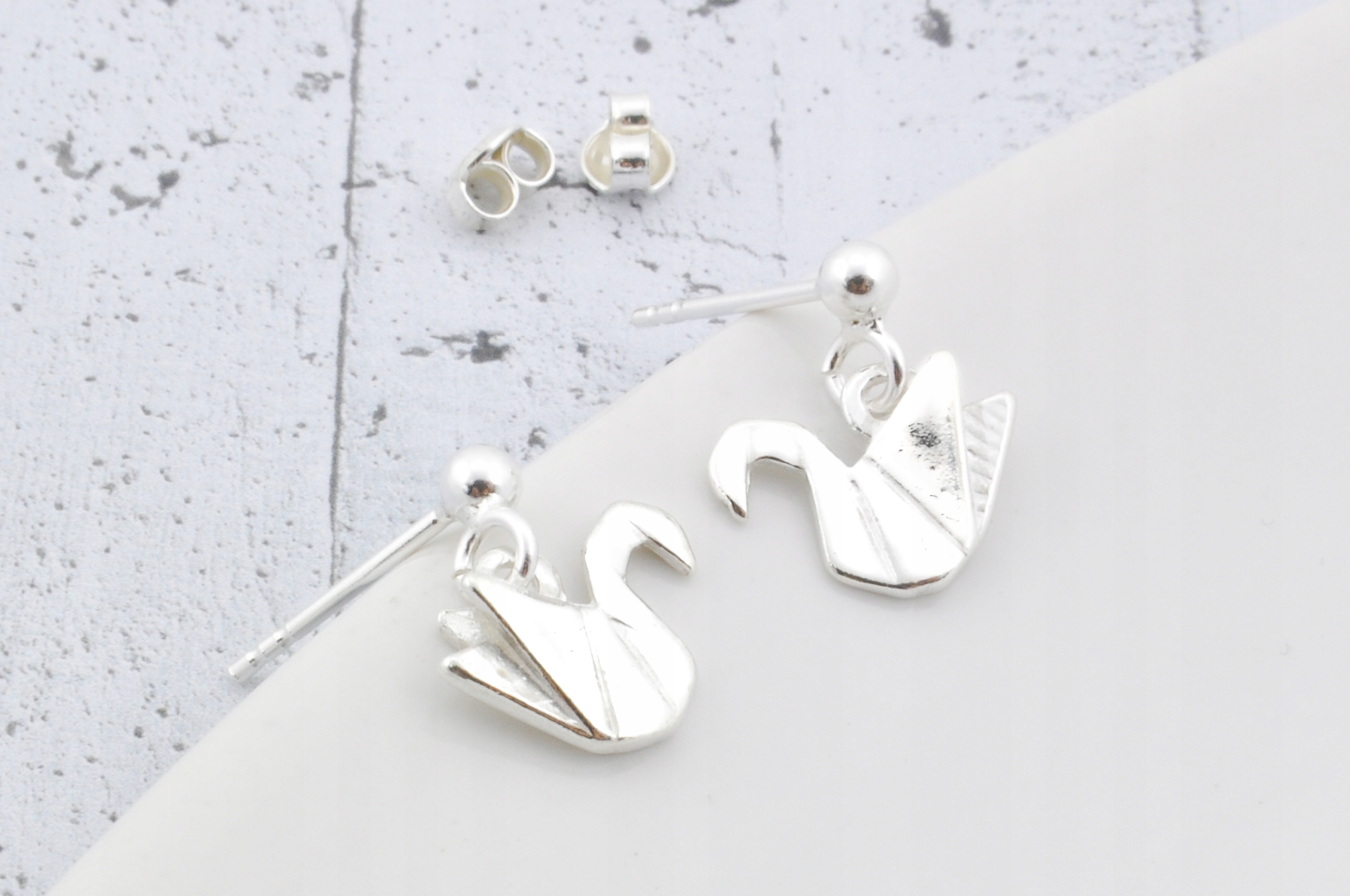 

Kolczyki łabędzie srebrne łabędź origami srebro