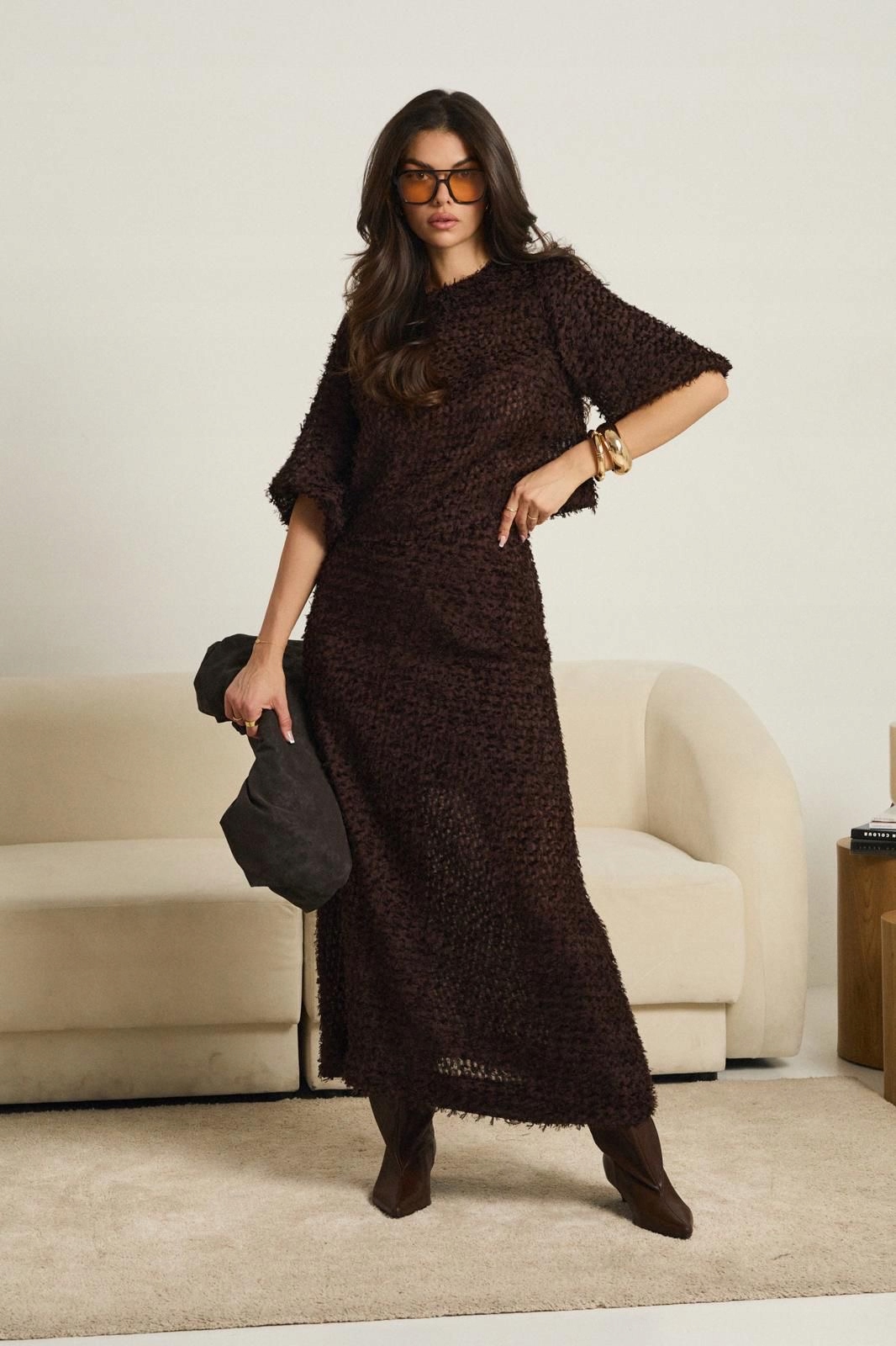 Hnědá Sukně Model 1186 Lalous velikost M