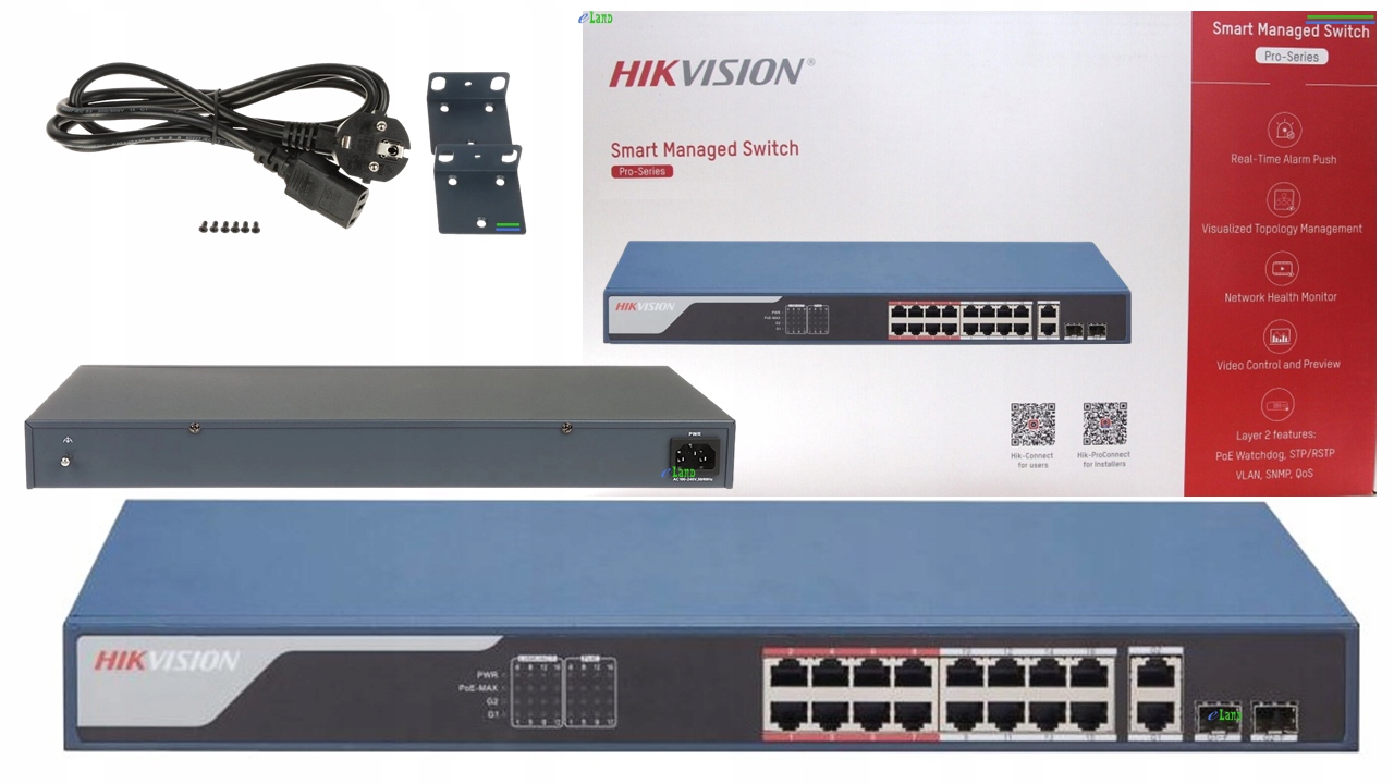 Switch PoE Hikvision DS-3E1518P-SI 16-porty, Smart