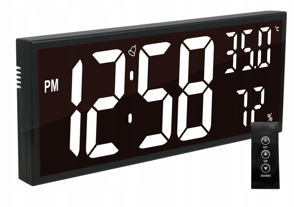 Led nástěnné hodiny bílé Jvd DH309.1 s teploměrem a vlhkoměrem dálkové