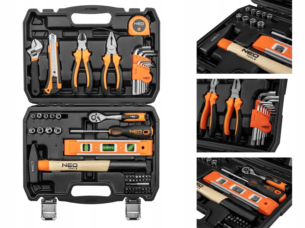 NEO TOOLS 60 EL. ZESTAW NARZĘDZI CR-V: GRZECHOTKA, KLUCZE, WALIZKA, MOCNE Marka Neo Tools