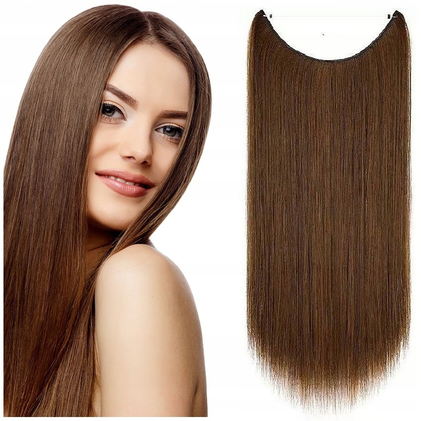 Flip-in Přírodní Vlasy Na Vlasci Bez Sponek 30 CM světle hnědá 6