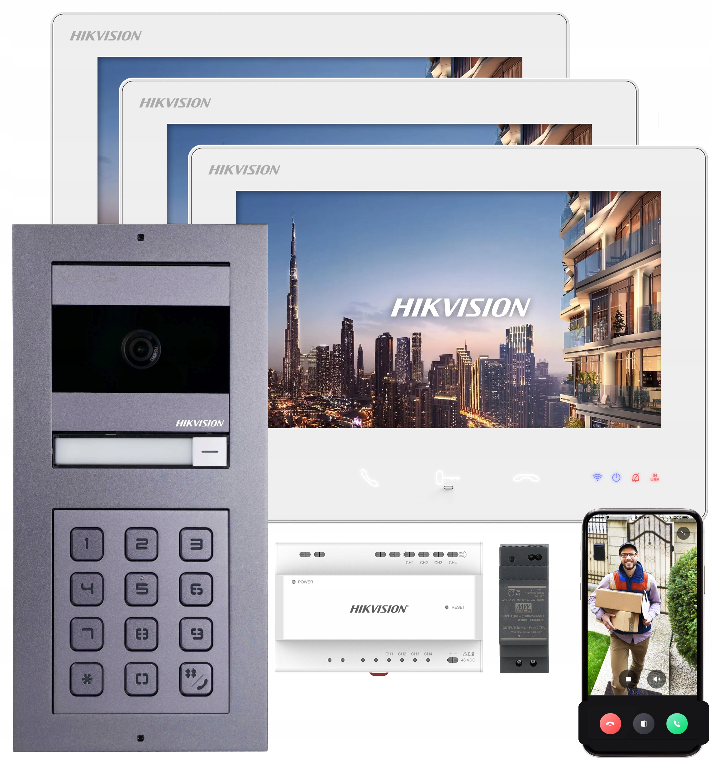 Videovrátnik Hikvision 2x 2-žilový WiFi monitor Šifrovač DS-KIS704-ACF2