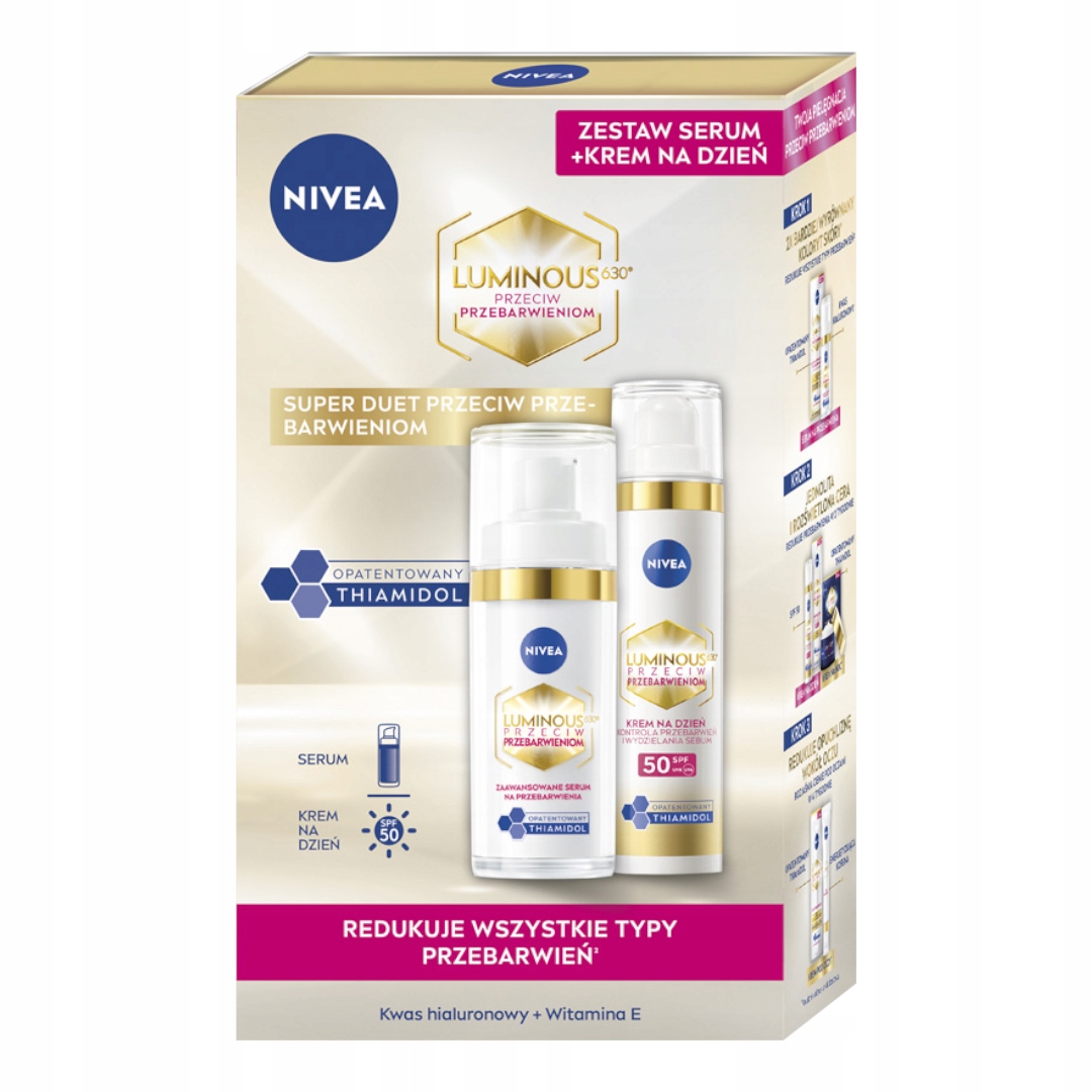 Nivea Luminous 630 sada proti pigmentovým skvrnám krém SPF50 40 ml sérum 30 ml