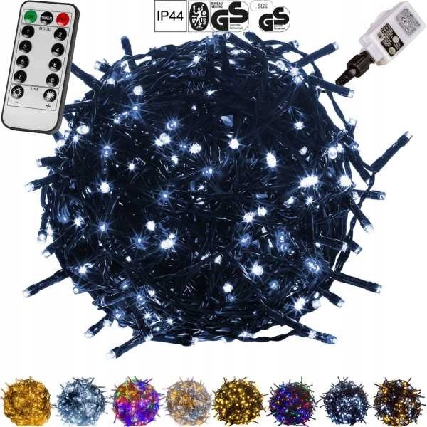 Vánoční osvětlení na stromeček 400 Led, studená bílá barva, IP44, programátor, dálkové ovládání