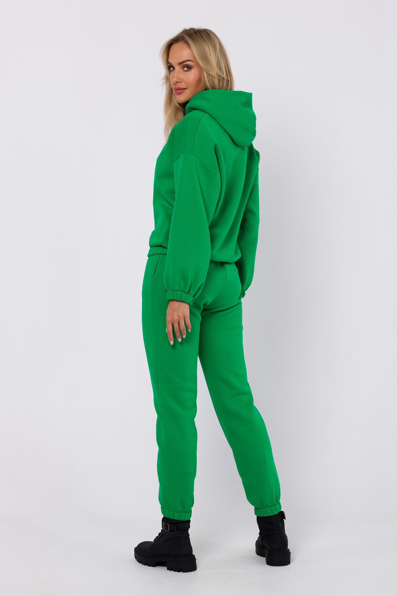 Dámská Mikina Teplá Tepláková Volná S Kapucí Zelená 40/42 L/XL