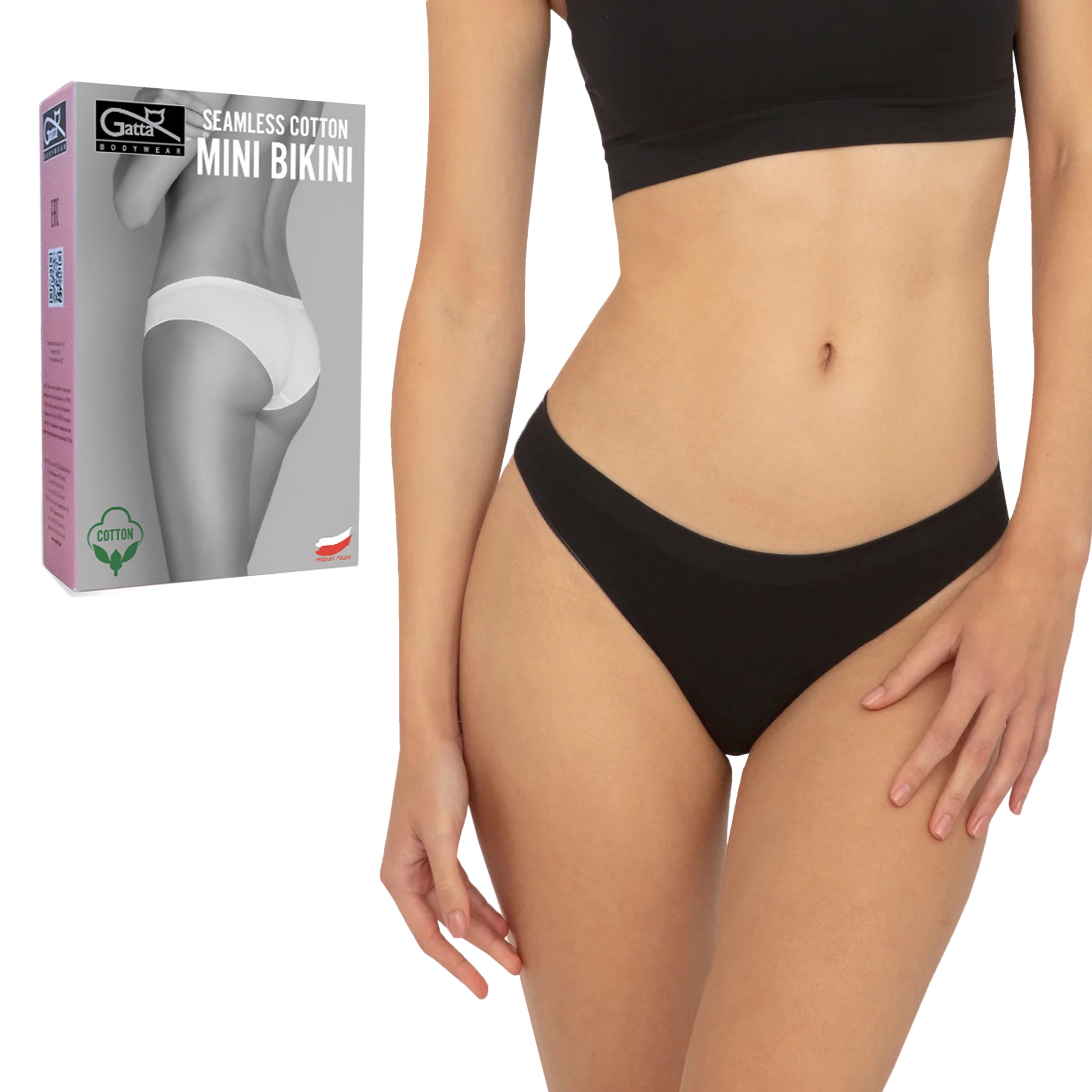 

Seamless Cotton Mini Bikini Gatta, czarny, XL