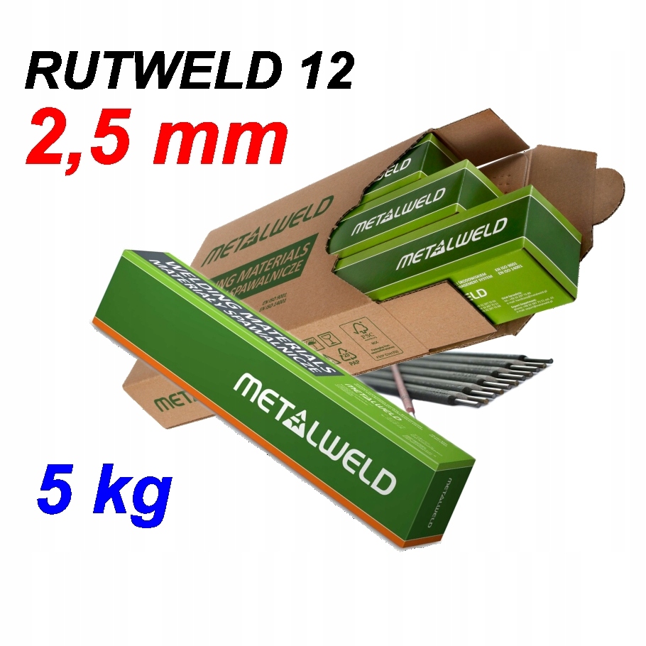 Elektrody Metalweld Rutweld 12 śr. 2,5 mm Mma rutylowo celulozowe 5 kg