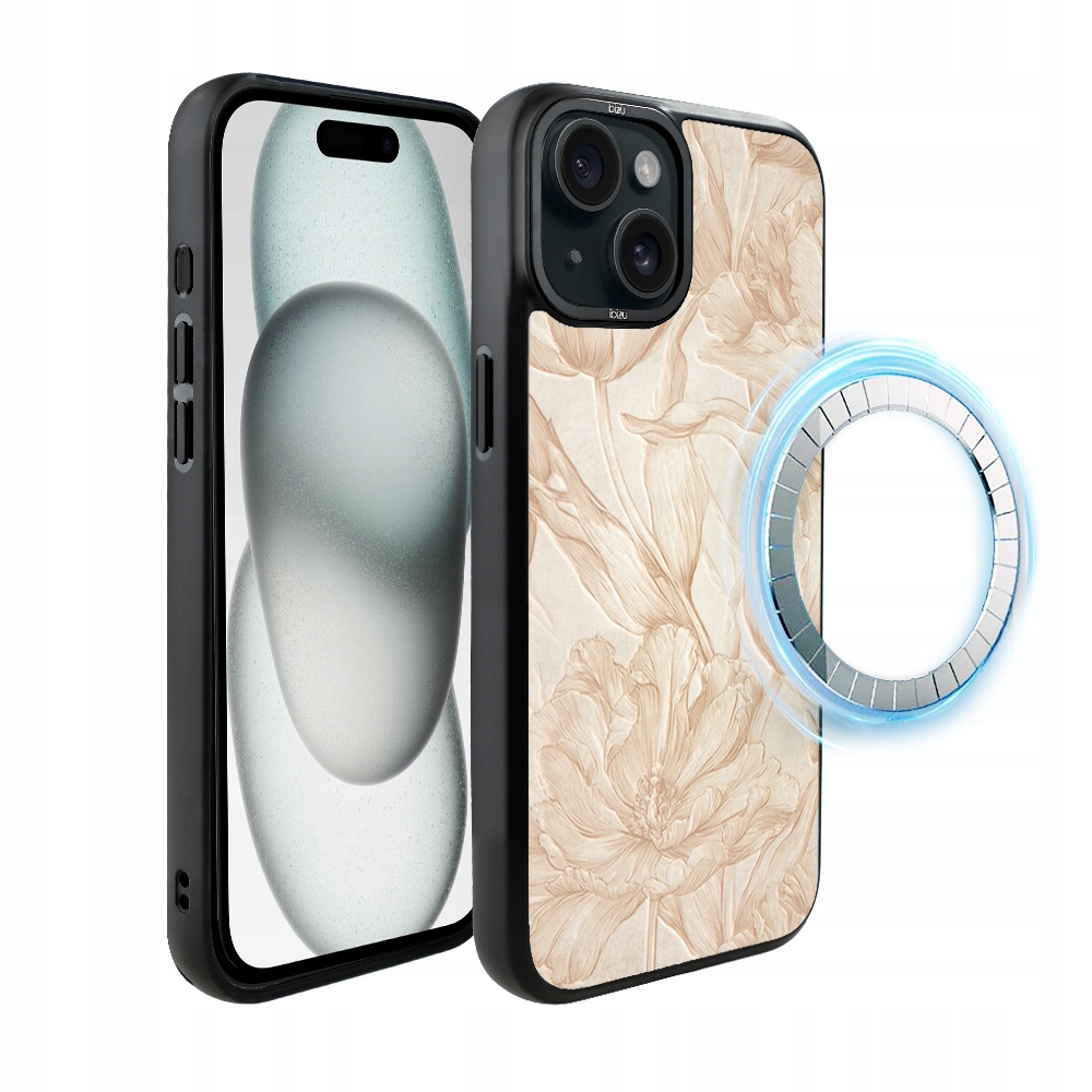 Pouzdro pro iPhone 15 Ibizu DropGuard Matt s MagSafe, botanický biskvit