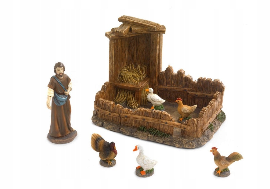 Figurky do betlému „Ohrada se zvířaty a hostitelem“ – pro figurky o výšce 9 Cm