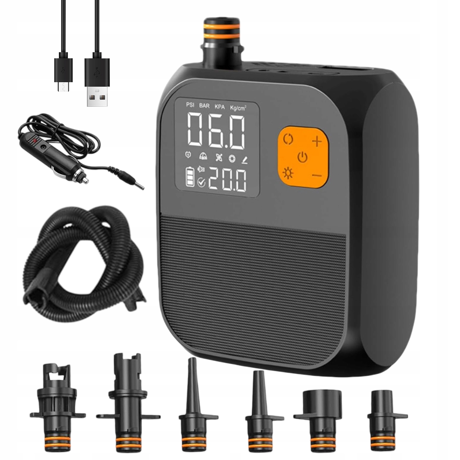 Elektrická Pumpa Pro Sup Matraci 25PSI Digitální LCD displej 6 Trysek