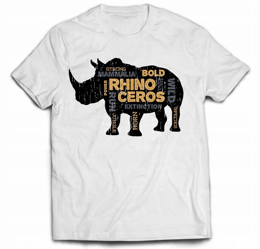 

Tshirt Nosorożec Rhino Safari Róg Horn Ivory L