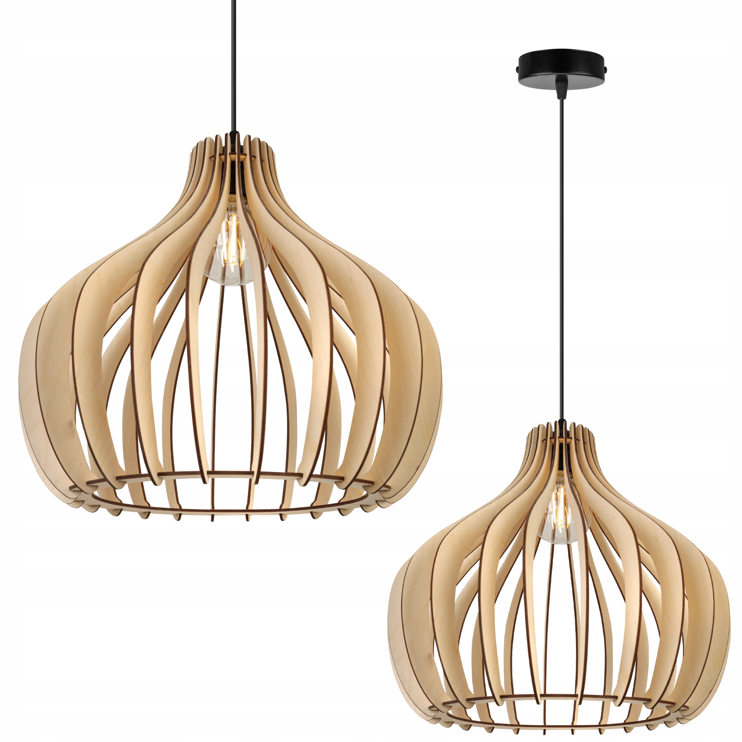 Závěsné Stropní Svítidlo S Jedním Lustrem Dřevo Moderní Boho Led