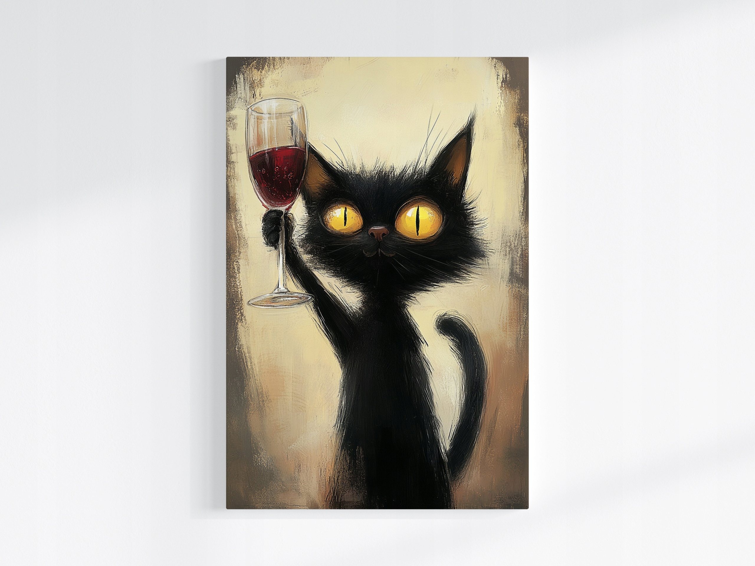 Obraz Na Plátně Canvas Kuchyně Bar Černá Kočka Víno Sklenička Toast 80x120