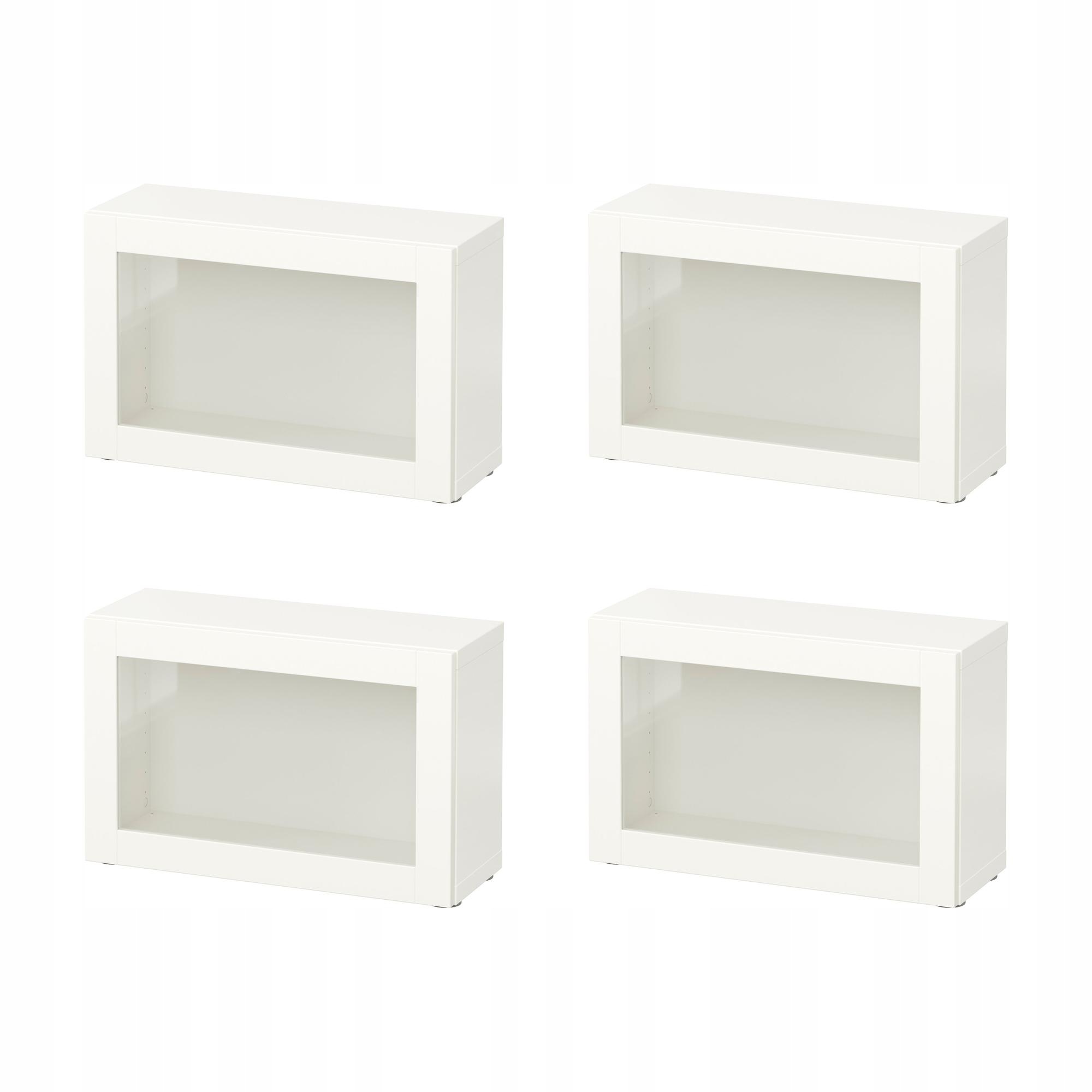 4 szt. Besta Witryna biały/Sindvik białe szkło przezroczyste 60x22x38 cm