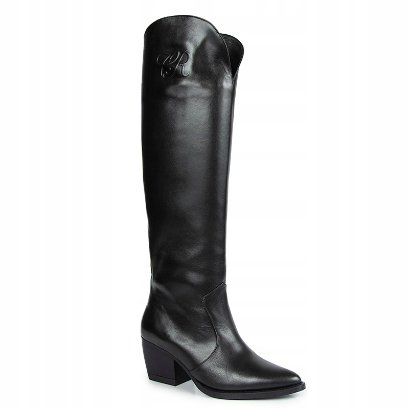 Carinii B8355 Kozačky Mušketýrky Kůže Lico Černé 36