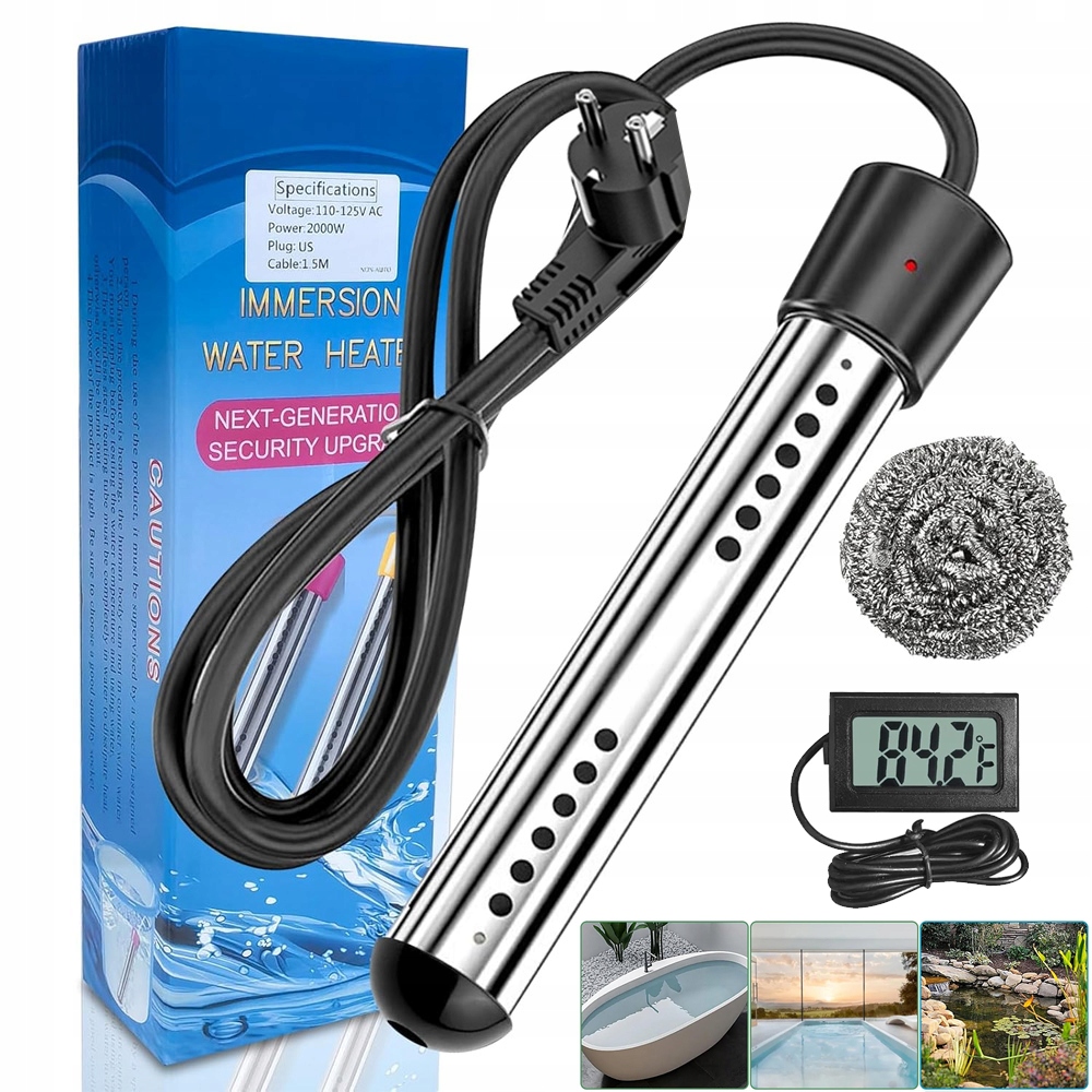 Ohřívač 3000 W Ohřívač Do Bazénu Vody Nerezová Ocel S Časovačem