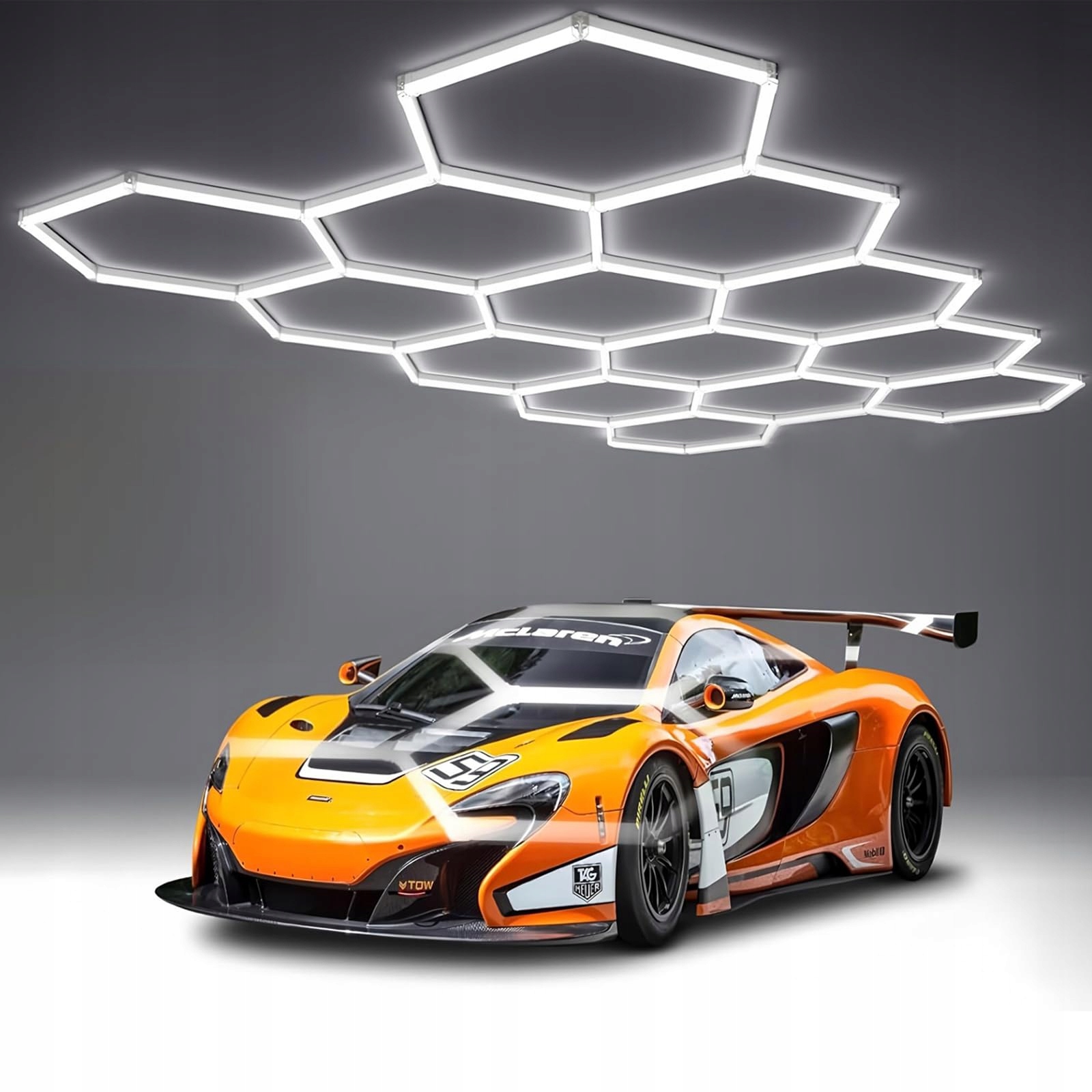 14X Led lampa Hexagon Panelové osvětlení Dílna Garáž Dům 383x227cm 6500K